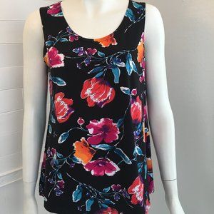 NEW WITH TAGS!  Pretty Woman Black w/Flowers Summer Top 6016